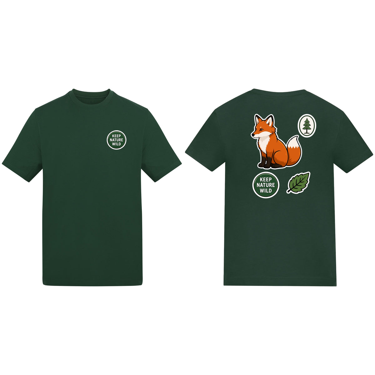 Keep Nature Wild Adult Unisex T-shirt - Badges of the Wild Bottle Green colour variant image