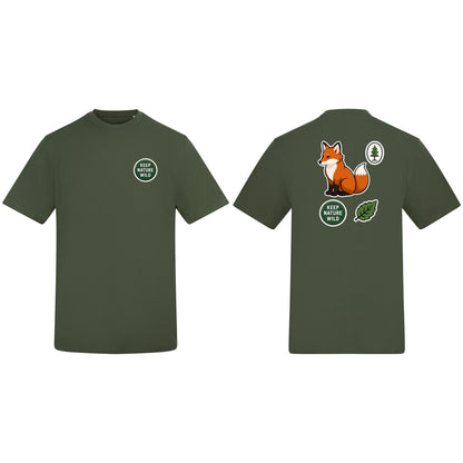 Keep Nature Wild Adult Unisex T-shirt - Badges of the Wild Earthy Green colour variant image