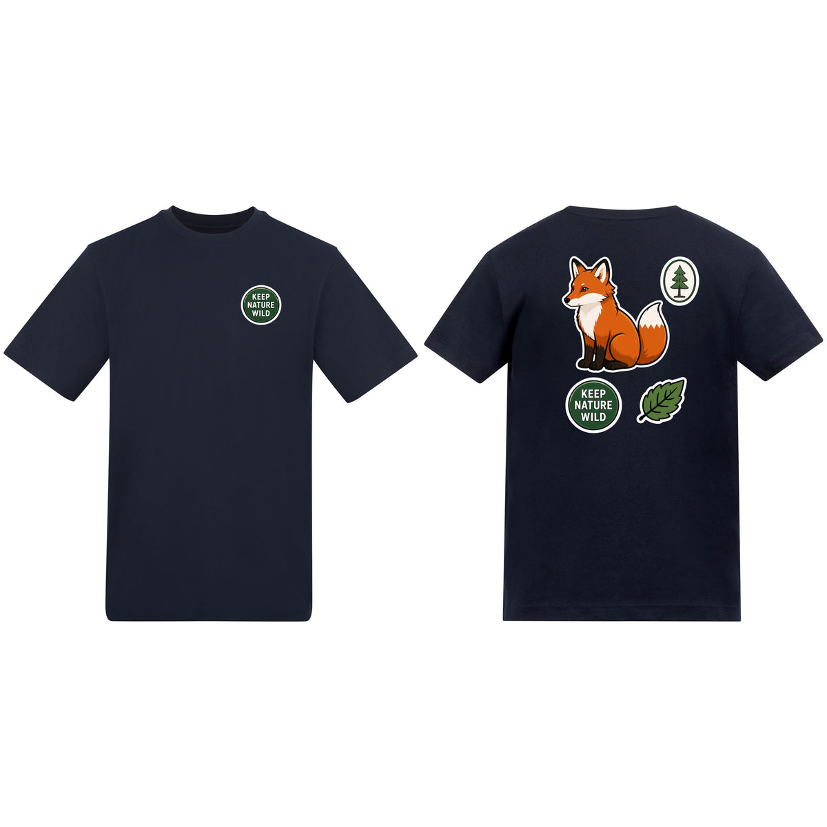 Keep Nature Wild Adult Unisex T-shirt - Badges of the Wild French Navy colour variant image