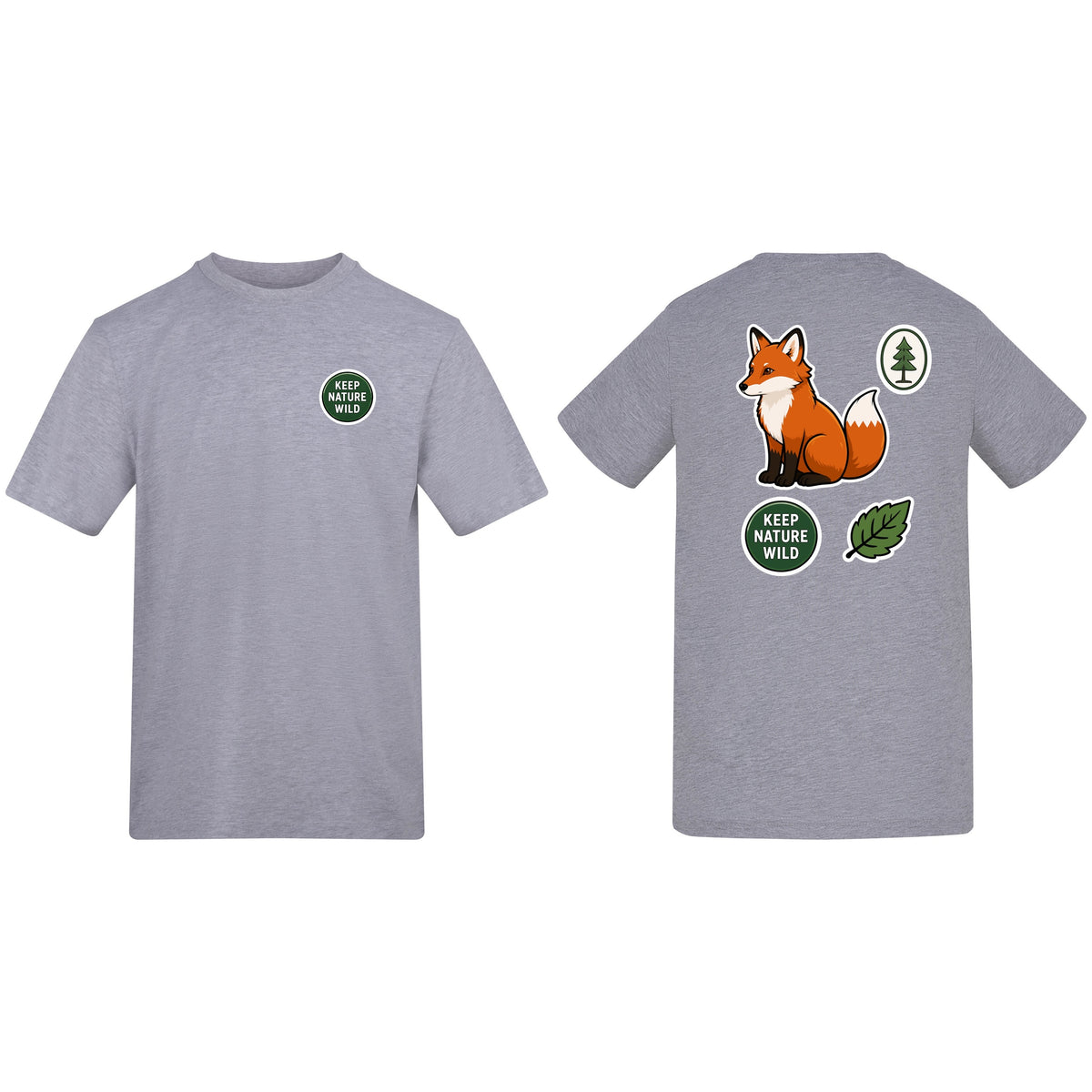 Keep Nature Wild Adult Unisex T-shirt - Badges of the Wild Heather Grey colour variant image