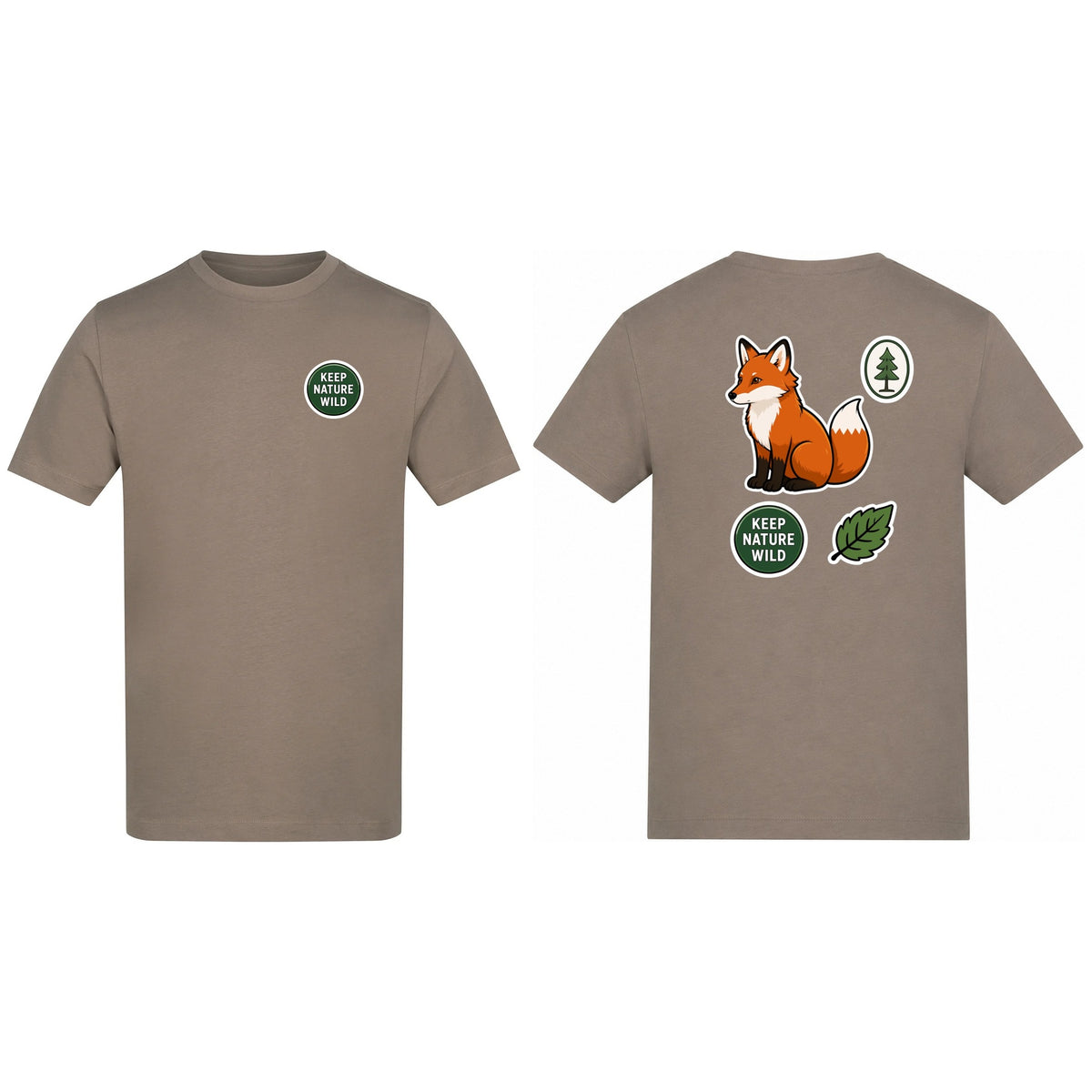 Keep Nature Wild Adult Unisex T-shirt - Badges of the Wild Mocha Brown colour variant image