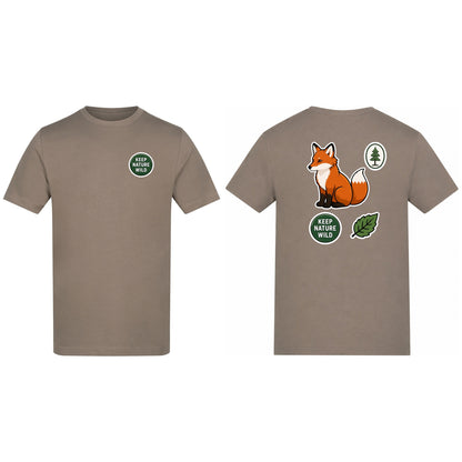 Keep Nature Wild Adult Unisex T-shirt - Badges of the Wild Mocha Brown colour variant image