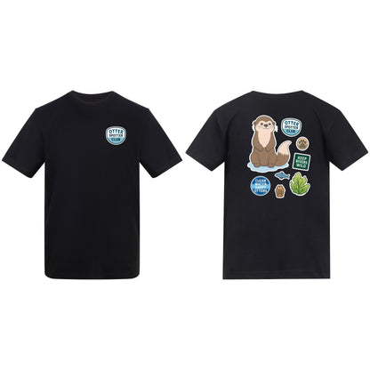 Otter Spotter Club Adult Unisex T-shirt - Badges of the Wild Deep Black colour variant image
