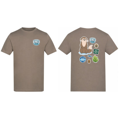 Otter Spotter Club Adult Unisex T-shirt - Badges of the Wild Mocha Brown colour variant image