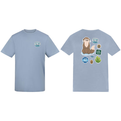Otter Spotter Club Adult Unisex T-shirt - Badges of the Wild Sky Blue colour variant image
