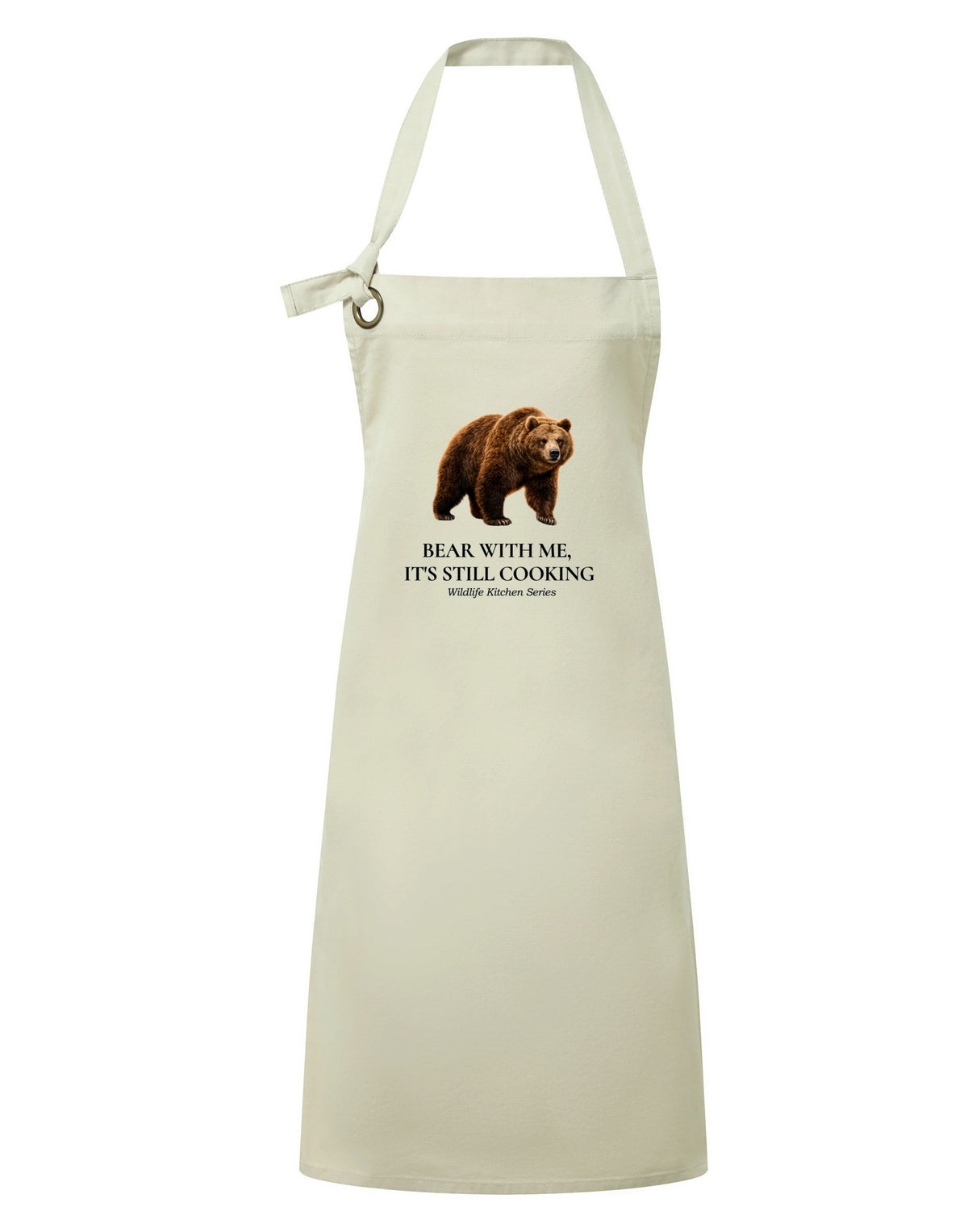 Bear With Me, It’s Still Cooking Adult Apron - Wildlife Kitchen Series Vanilla colour variant image