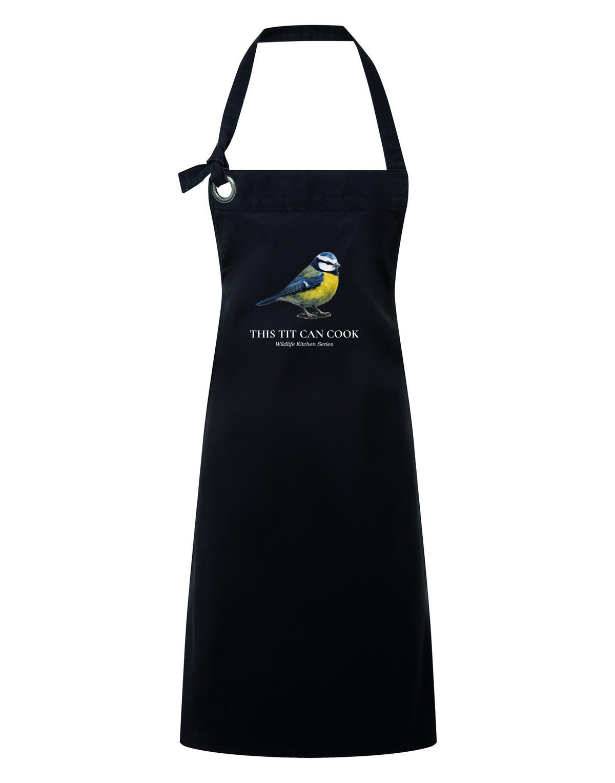 This Tit Can Cook Adult Apron - Wildlife Kitchen Series Liquorice colour variant image