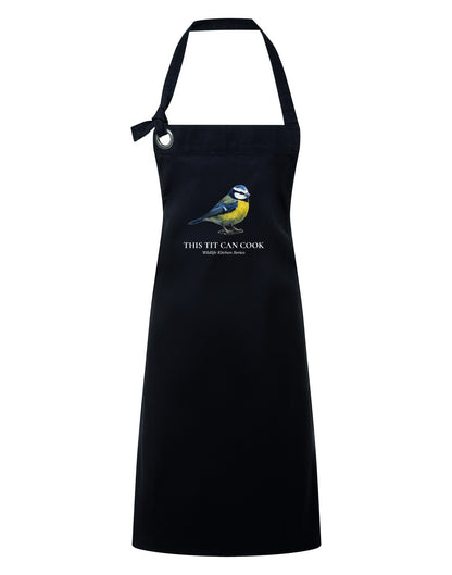 This Tit Can Cook Adult Apron - Wildlife Kitchen Series Liquorice colour variant image