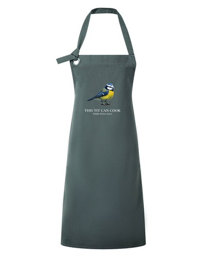 This Tit Can Cook Adult Apron - Wildlife Kitchen Series Slate Board colour variant image