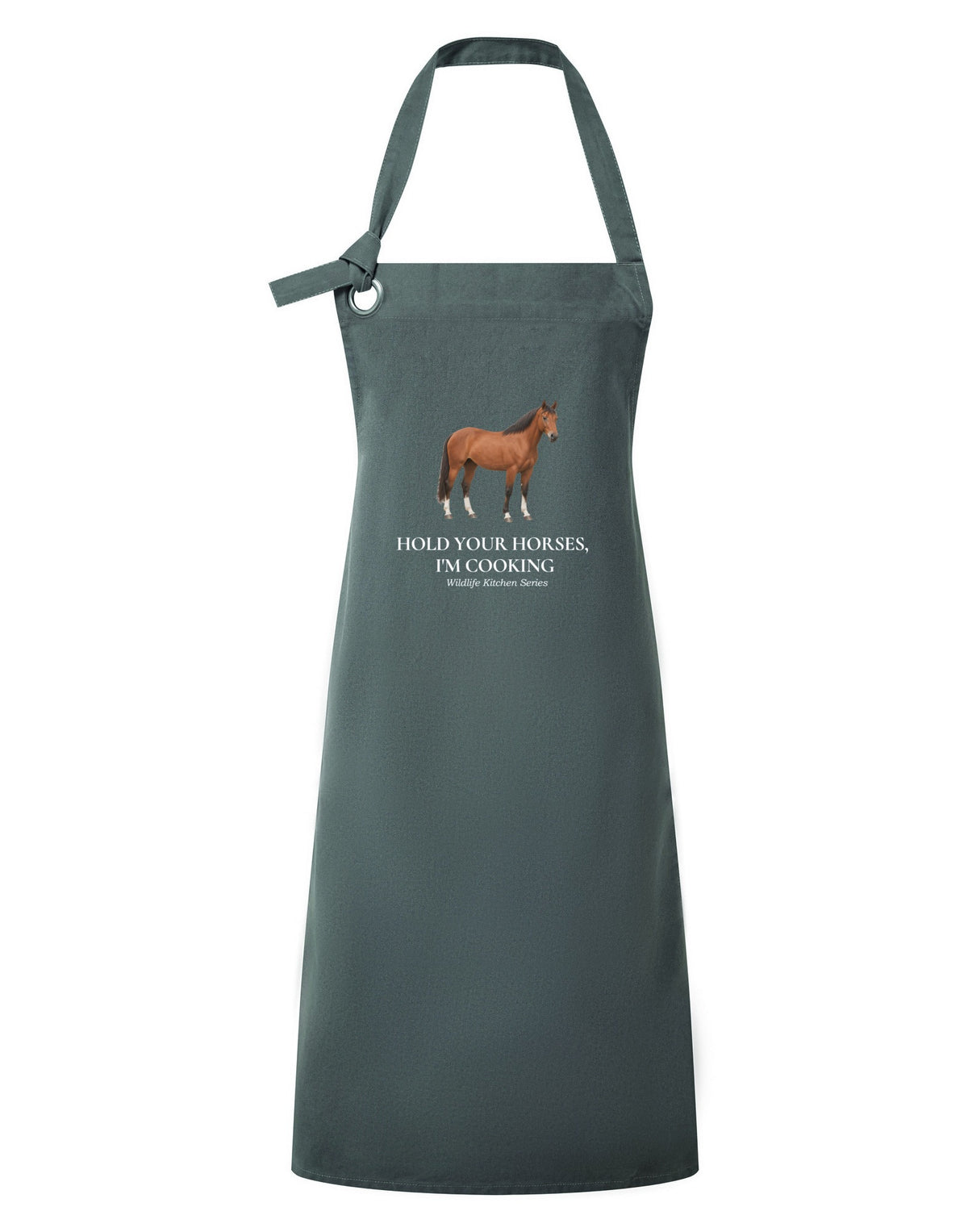 Hold Your Horses, I’m Cooking Adult Apron - Wildlife Kitchen Series Slate Board colour variant image