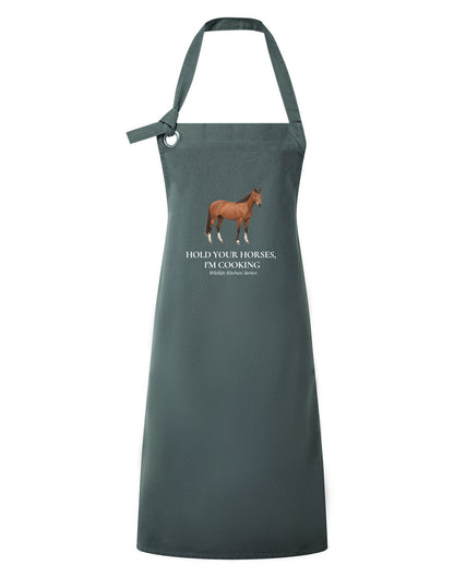 Hold Your Horses, I’m Cooking Adult Apron - Wildlife Kitchen Series Slate Board colour variant image