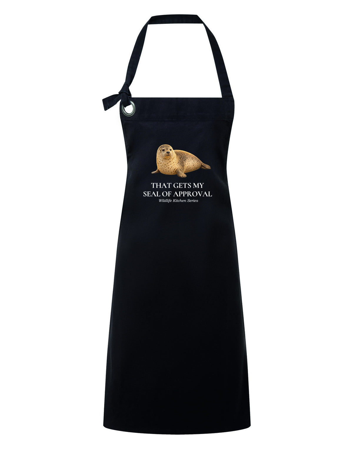 That Gets My Seal of Approval Adult Apron - Wildlife Kitchen Series Liquorice colour variant image