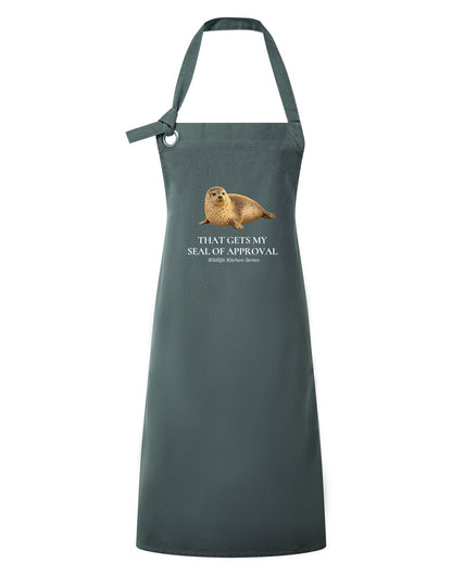 That Gets My Seal of Approval Adult Apron - Wildlife Kitchen Series Slate Board colour variant image