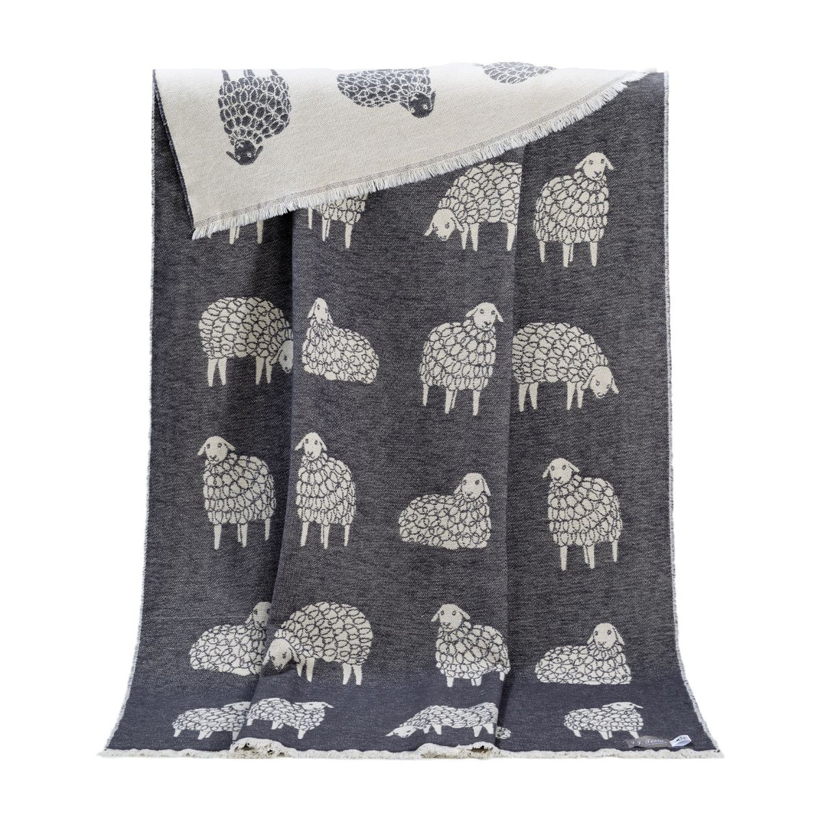 Black Mima Sheep Cotton Throw from J.J. Textile