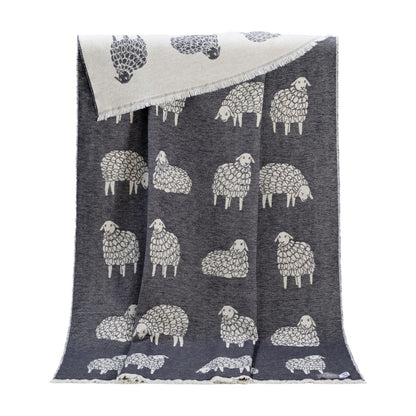 Black Mima Sheep Cotton Throw from J.J. Textile