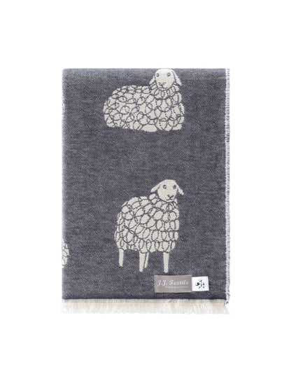 Black Mima Sheep Cotton Throw from J.J. Textile