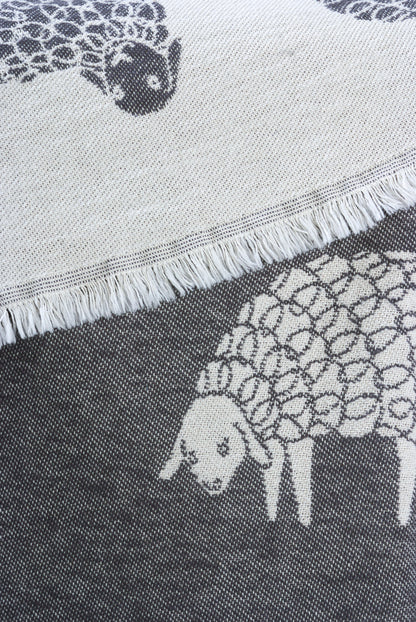 Black Mima Sheep Cotton Throw from J.J. Textile