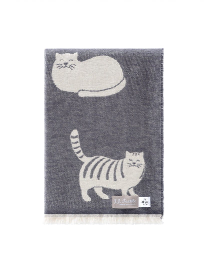 Dark Grey Cat Cotton Throw from J.J. Textile