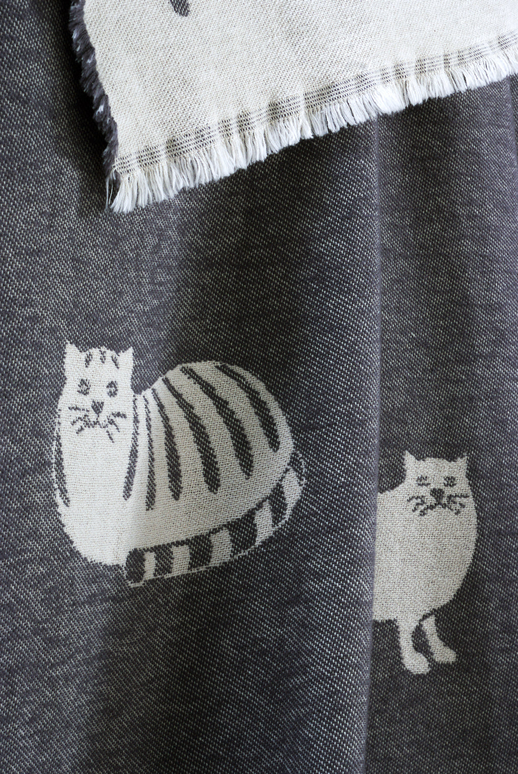 Dark Grey Cat Cotton Throw from J.J. Textile