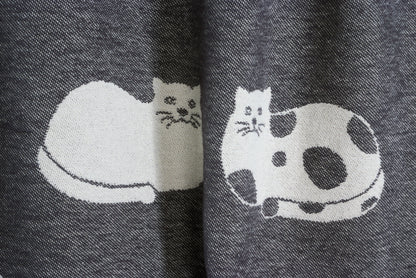 Dark Grey Cat Cotton Throw from J.J. Textile