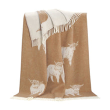Brown Highland Cow Pure Wool Throw from J.J. Textile