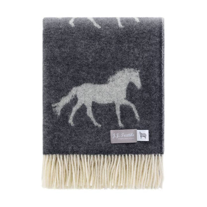 Soft Black Horse Pure Wool Throw from J.J. Textile