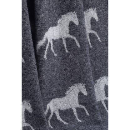 Soft Black Horse Pure Wool Throw from J.J. Textile