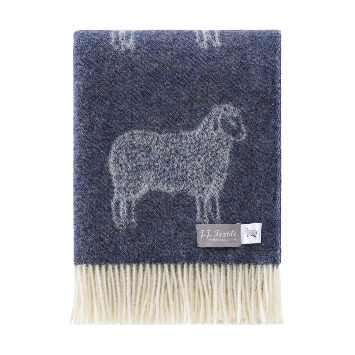 Denim Blue Sheep Pure Wool Throw from J.J. Textile