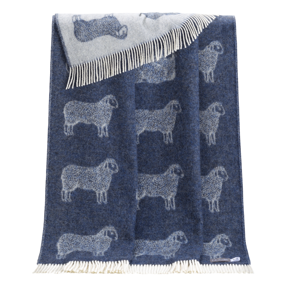 Denim Blue Sheep Pure Wool Throw from J.J. Textile