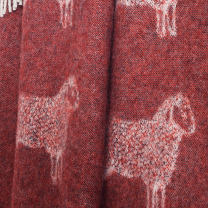 Burgundy Red Sheep Pure Wool Throw from J.J. Textile