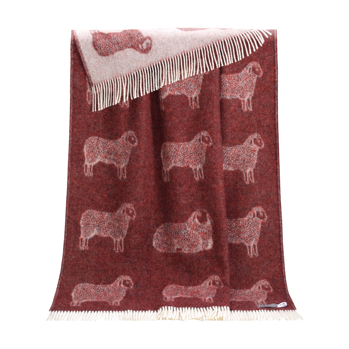 Burgundy Red Sheep Pure Wool Throw from J.J. Textile