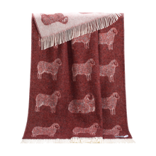 Burgundy Red Sheep Pure Wool Throw from J.J. Textile