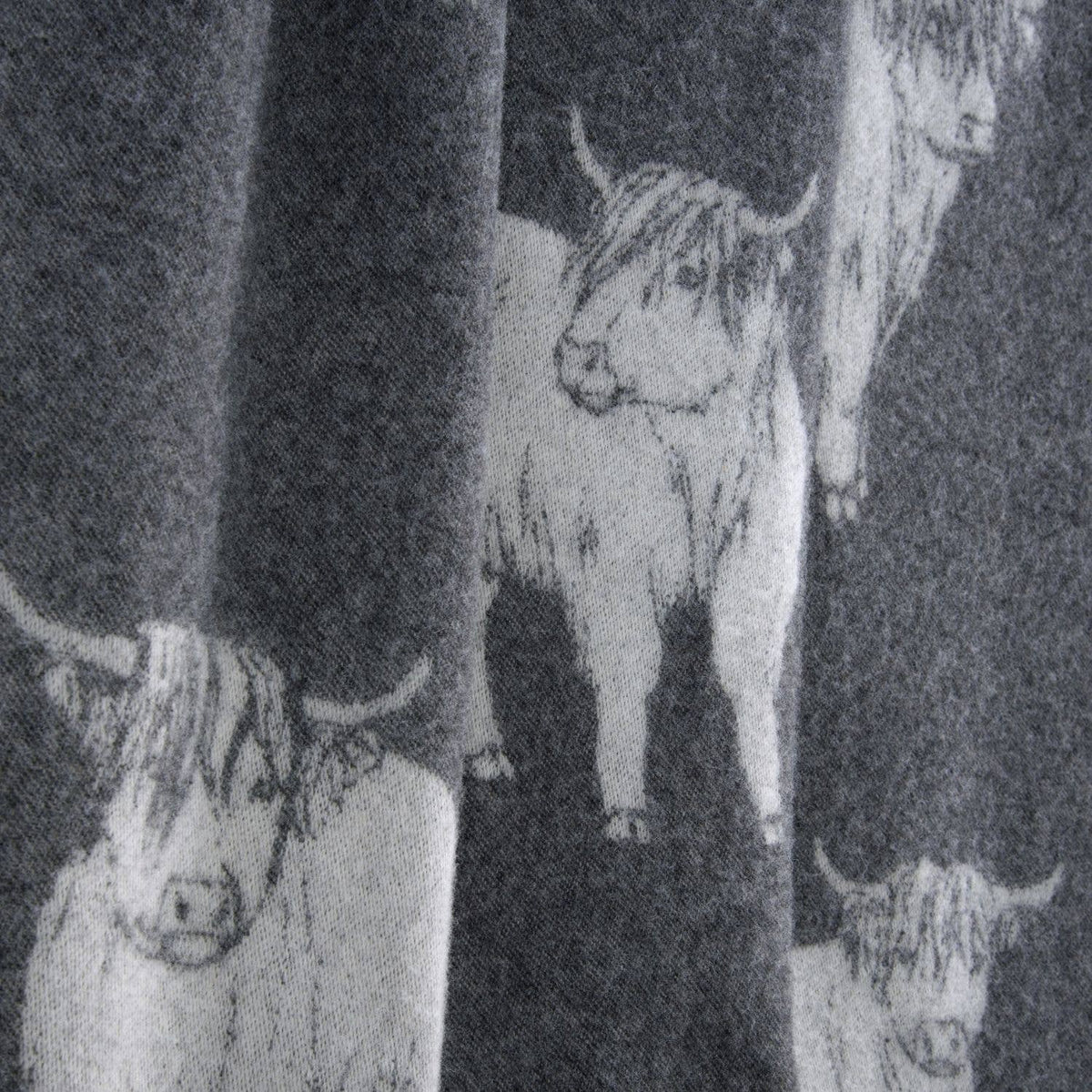Soft Black Highland Cow Pure Wool Throw from J.J. Textile