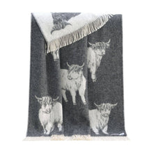 Soft Black Highland Cow Pure Wool Throw from J.J. Textile