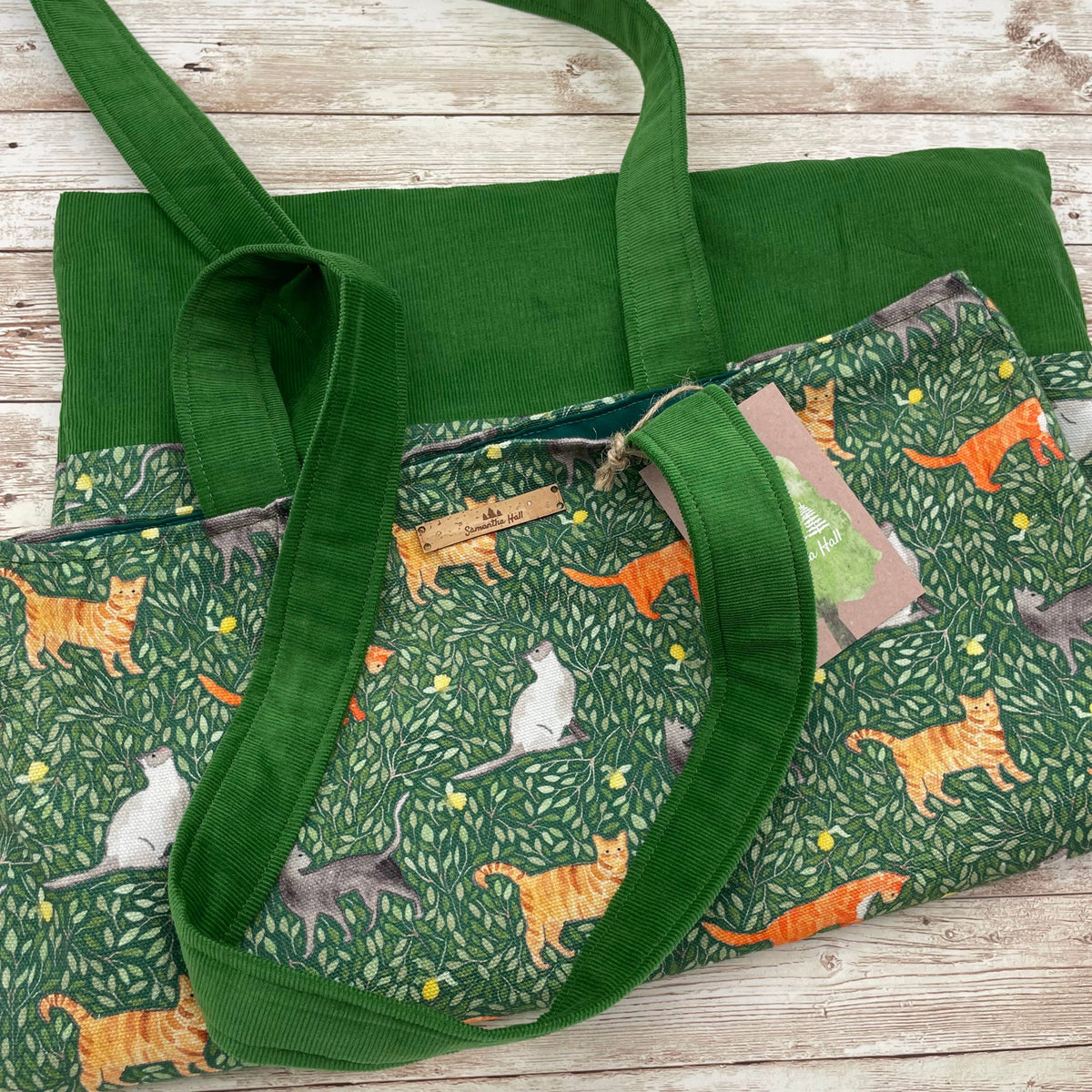 Cat Cotton Tote Bag by Samantha Hall