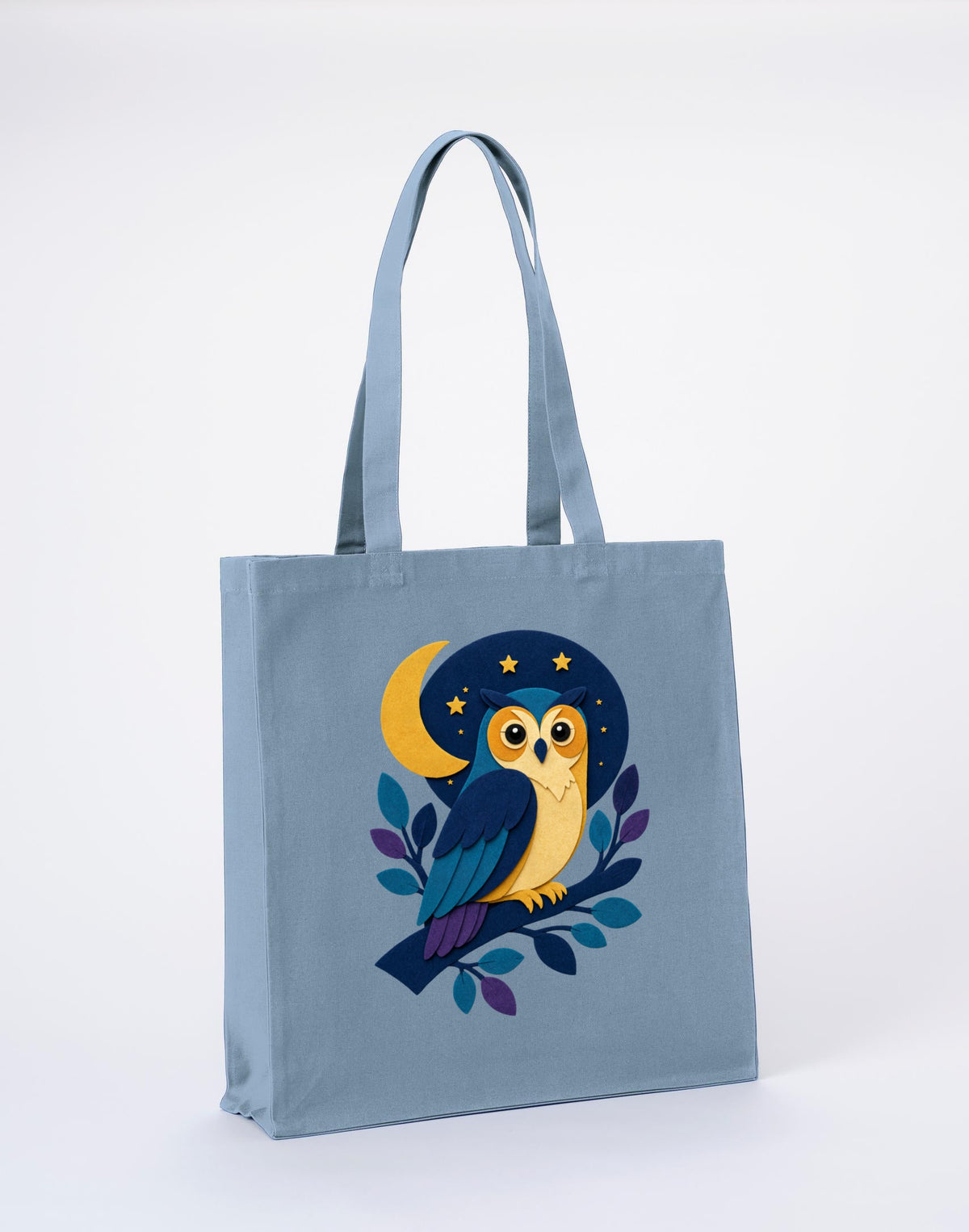 Owl in the Moonlight Recycled Cotton Shopper Bag - Felt & Fauna Morning Mist colour variant image
