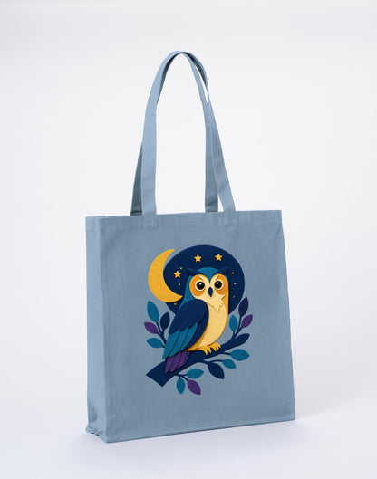 Owl in the Moonlight Recycled Cotton Shopper Bag - Felt & Fauna Morning Mist colour variant image