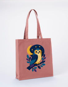 Owl in the Moonlight Recycled Cotton Shopper Bag - Felt & Fauna Wild Rose colour variant image
