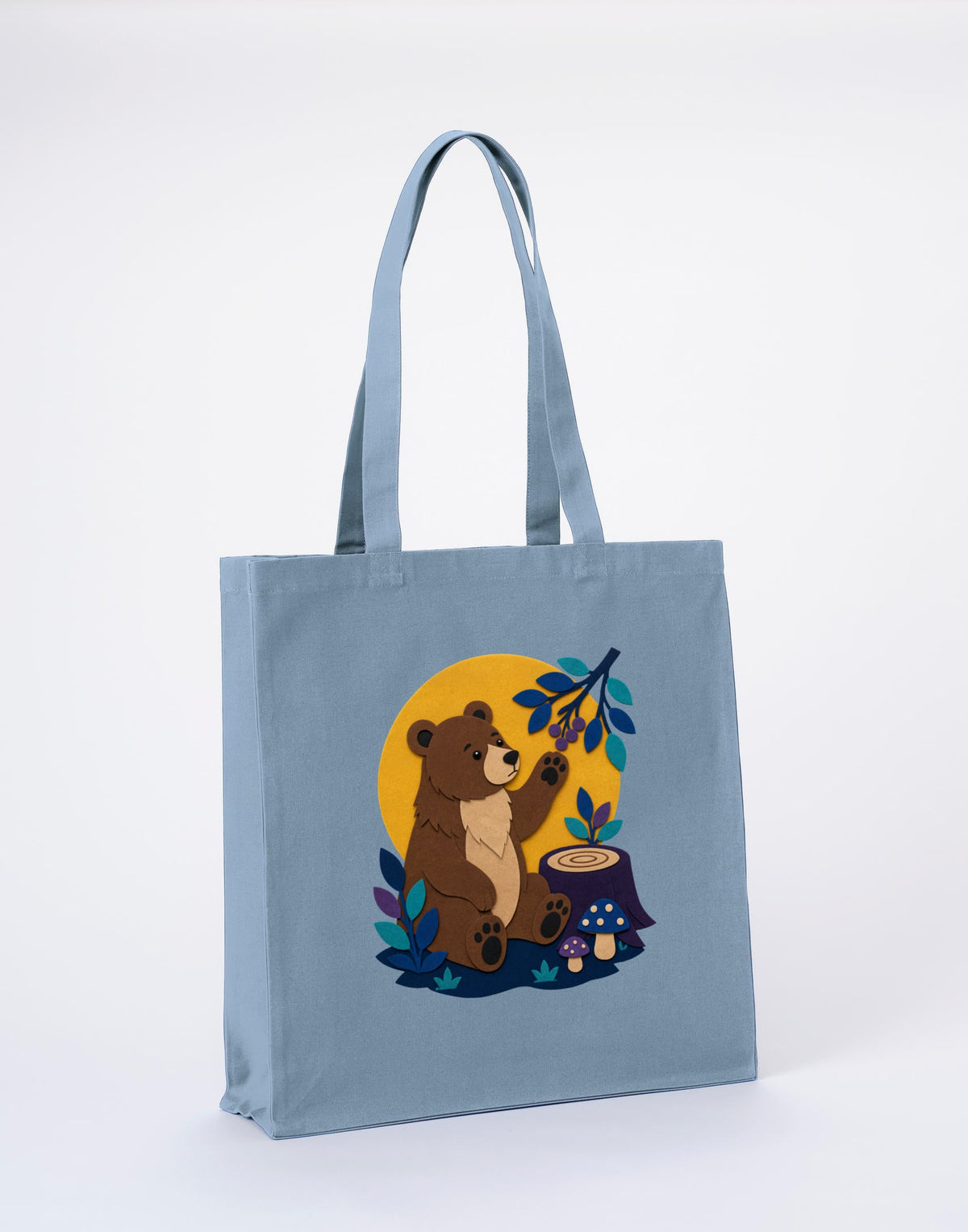 Bear's Woodland Wave Recycled Cotton Shopper Bag - Felt & Fauna Morning Mist colour variant image
