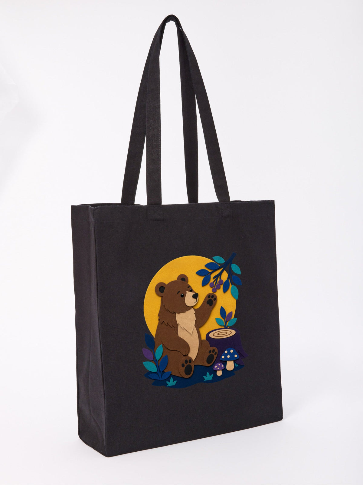 Bear's Woodland Wave Recycled Cotton Shopper Bag - Felt & Fauna Raven Black colour variant image