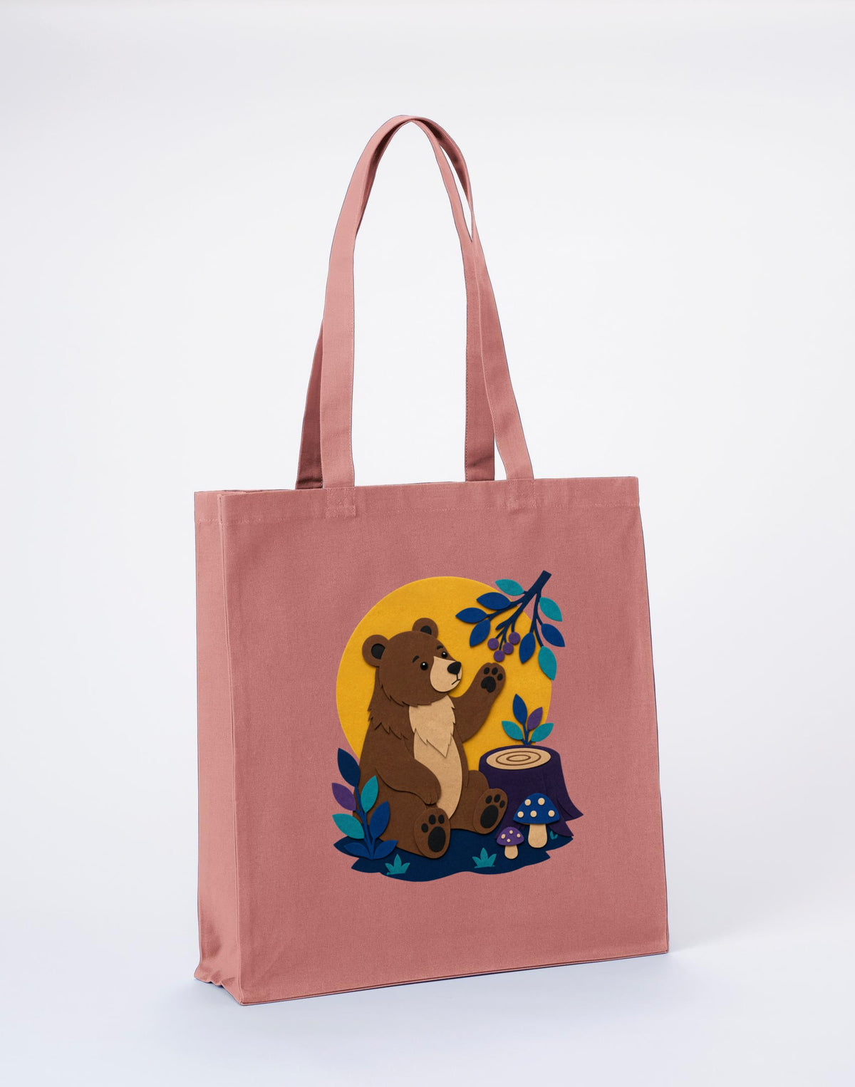 Bear's Woodland Wave Recycled Cotton Shopper Bag - Felt & Fauna Wild Rose colour variant image