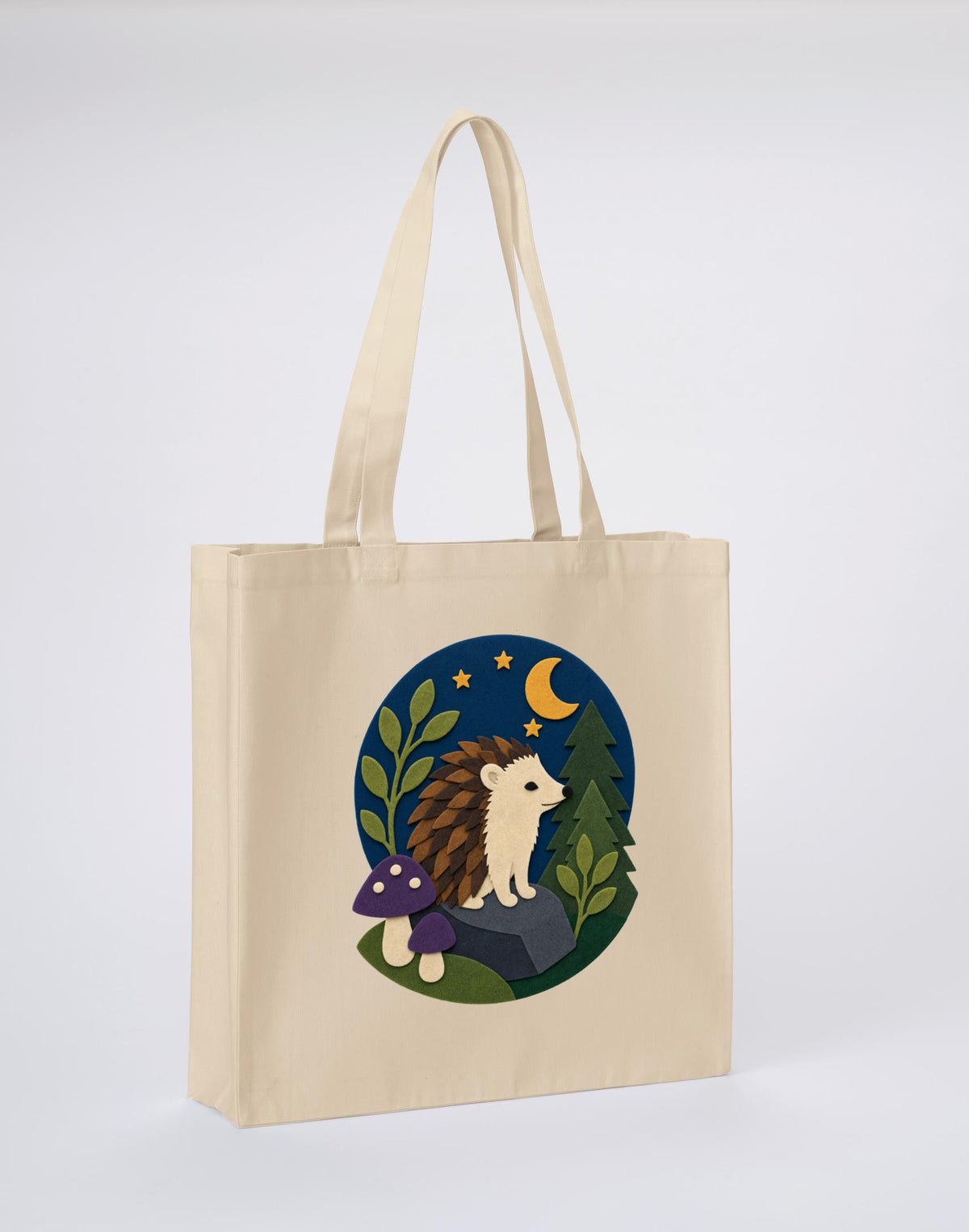 Hedgehog Under the Stars Recycled Cotton Shopper Bag - Felt & Fauna Dune Sand colour variant image