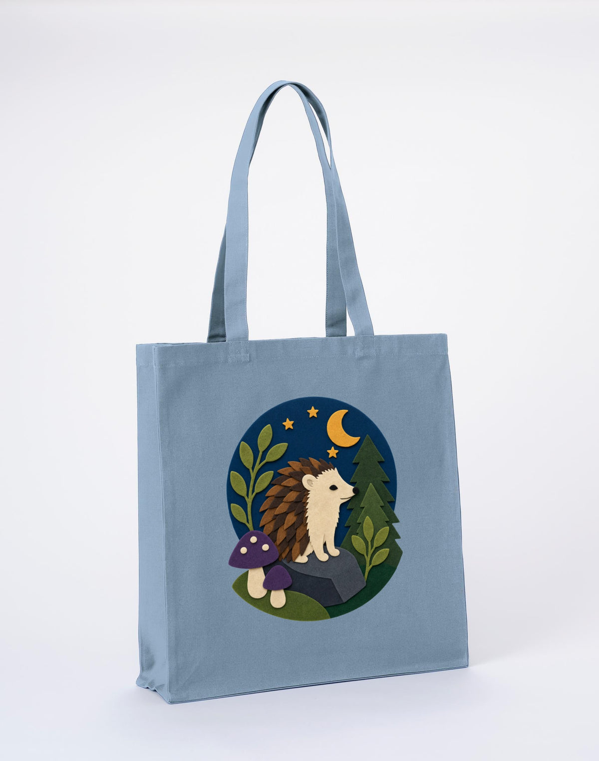 Hedgehog Under the Stars Recycled Cotton Shopper Bag - Felt & Fauna Morning Mist colour variant image