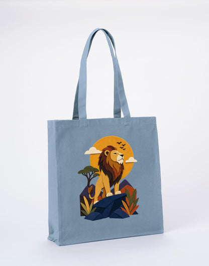Lion on the Lookout Recycled Cotton Shopper Bag - Felt & Fauna Morning Mist colour variant image