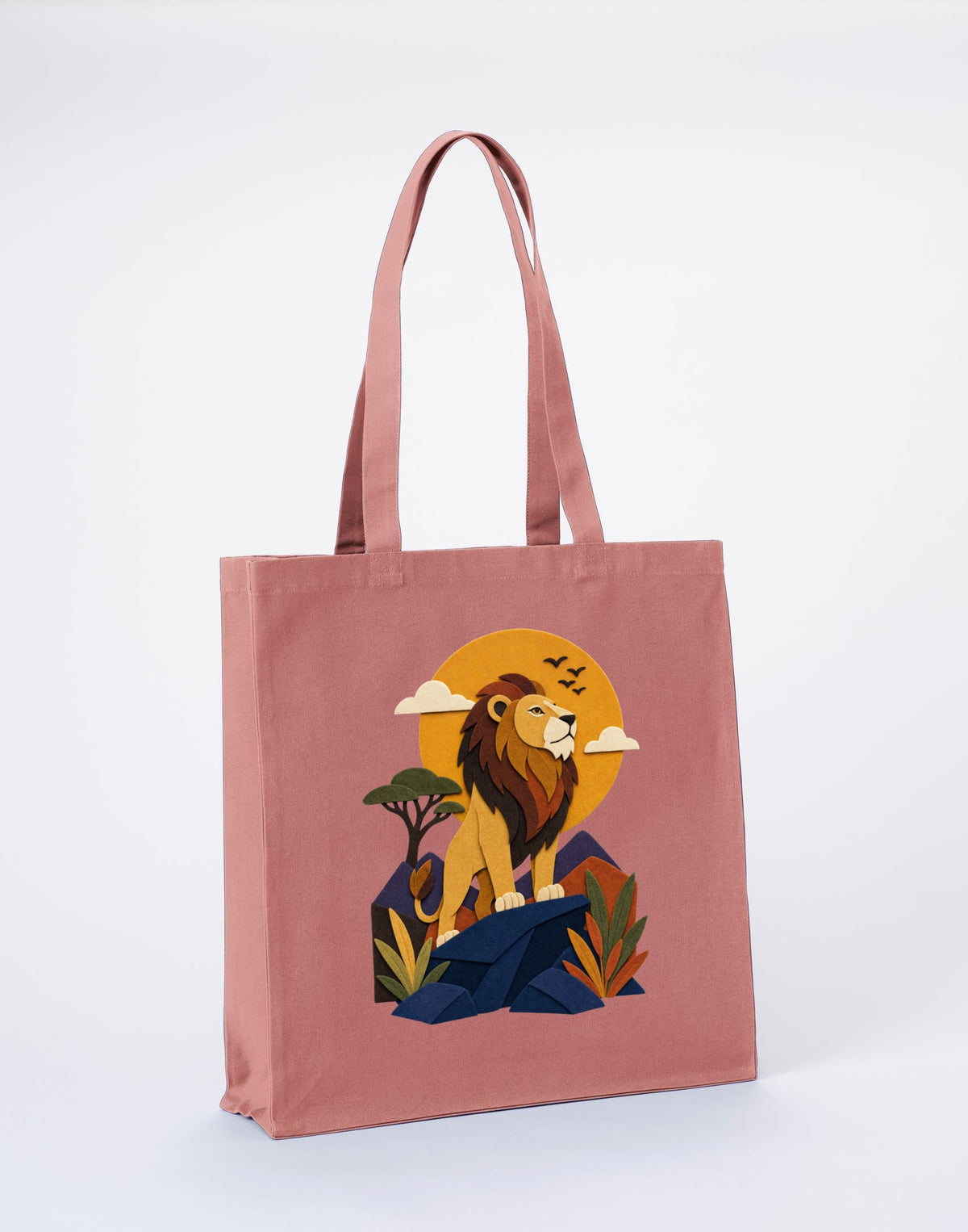 Lion on the Lookout Recycled Cotton Shopper Bag - Felt & Fauna Wild Rose colour variant image