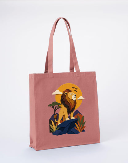 Lion on the Lookout Recycled Cotton Shopper Bag - Felt & Fauna Wild Rose colour variant image