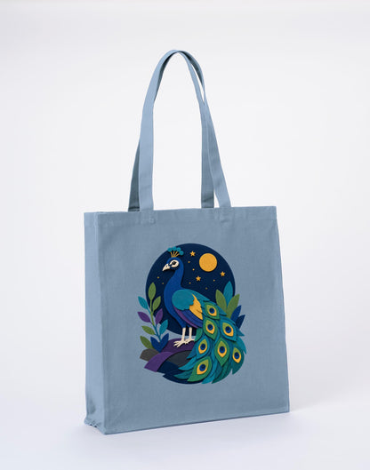 Peacock at Midnight Recycled Cotton Shopper Bag - Felt & Fauna Morning Mist colour variant image