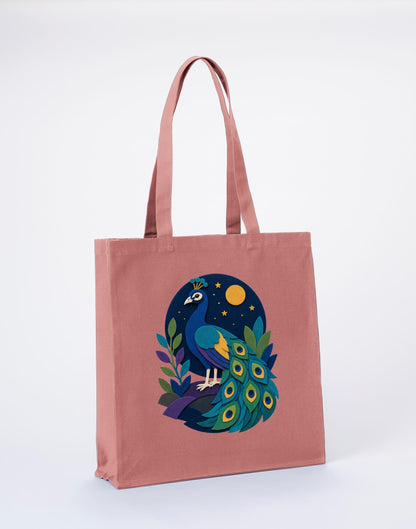 Peacock at Midnight Recycled Cotton Shopper Bag - Felt & Fauna Wild Rose colour variant image