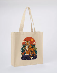 Tiger at Dusk Recycled Cotton Shopper Bag - Felt & Fauna Dune Sand colour variant image