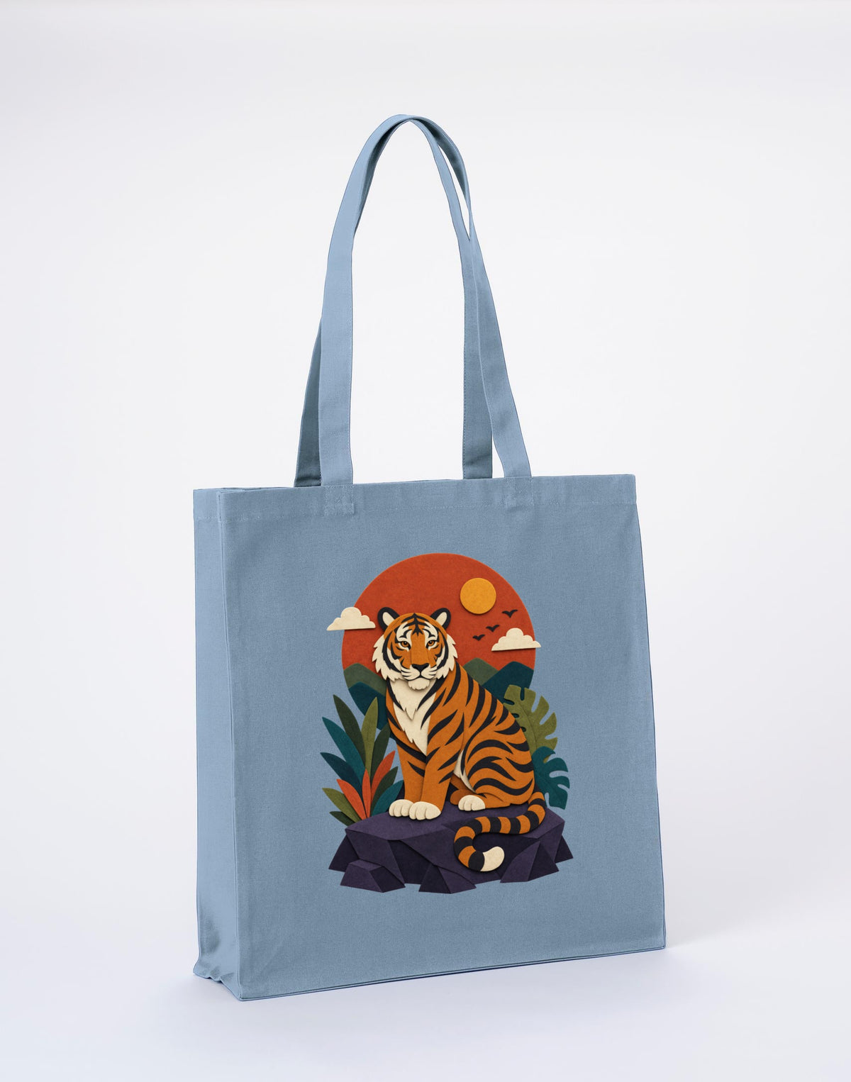 Tiger at Dusk Recycled Cotton Shopper Bag - Felt & Fauna Morning Mist colour variant image